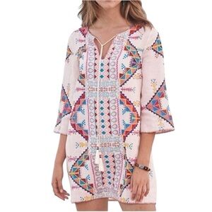 Sundance Behati Linen Embroidered Linen Tunic Size Medium NWT